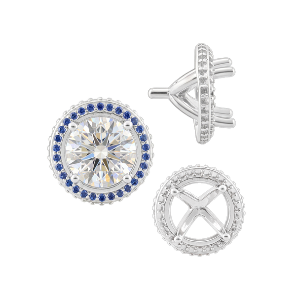 ITI NYC Four Prong Round Halo Settings With Peg in 14K Gold (3.50 mm - 9.25 mm)