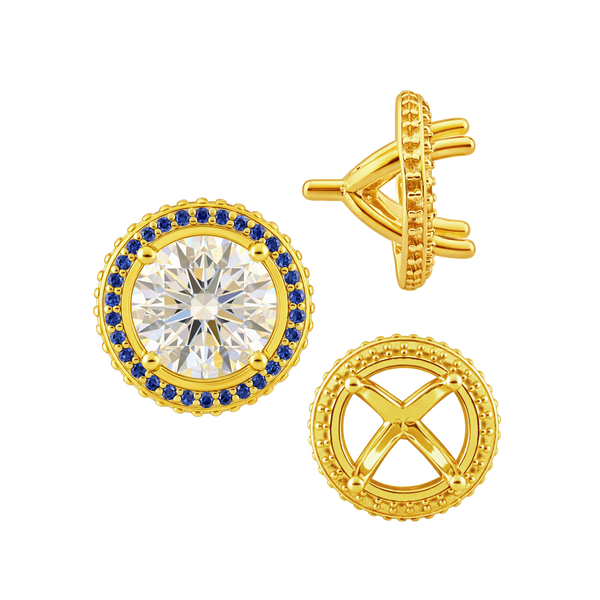 ITI NYC Four Prong Round Halo Settings With Peg in 14K Gold (1.50 mm - 9.25 mm)