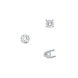 ITI NYC Four Prong Round Tapered Base Wire Basket Settings in Sterling Silver (4.00 mm - 9.00 mm)