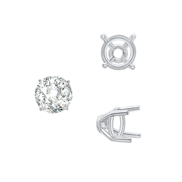 ITI NYC Four Prong Round Tapered Base Wire Basket Settings in Sterling Silver (4.00 mm - 9.00 mm)