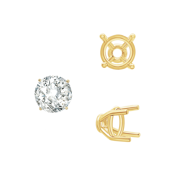 ITI NYC Four Prong Round Tapered Base Wire Basket Settings in 14K Gold (4.00 mm - 9.00 mm)