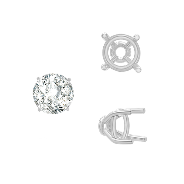 ITI NYC Four Prong Round Tapered Base Wire Basket Settings in Sterling Silver (4.00 mm - 9.00 mm)