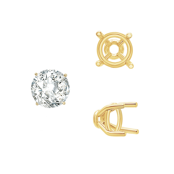 ITI NYC Four Prong Round Tapered Base Wire Basket Settings in 14K Gold (4.00 mm - 9.00 mm)