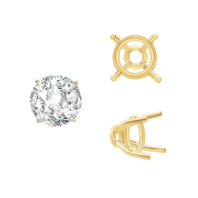 Load image into Gallery viewer, ITI NYC Four Prong Round Tapered Base Wire Basket Settings in 14K Gold (4.00 mm - 9.00 mm)
