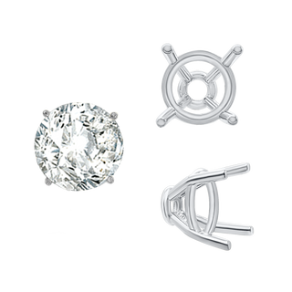 ITI NYC Four Prong Round Tapered Base Wire Basket Settings in Sterling Silver (4.00 mm - 9.00 mm)