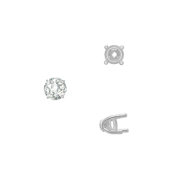 ITI NYC Four Prong Round Tapered Base Wire Basket Settings in Sterling Silver (4.00 mm - 9.00 mm)