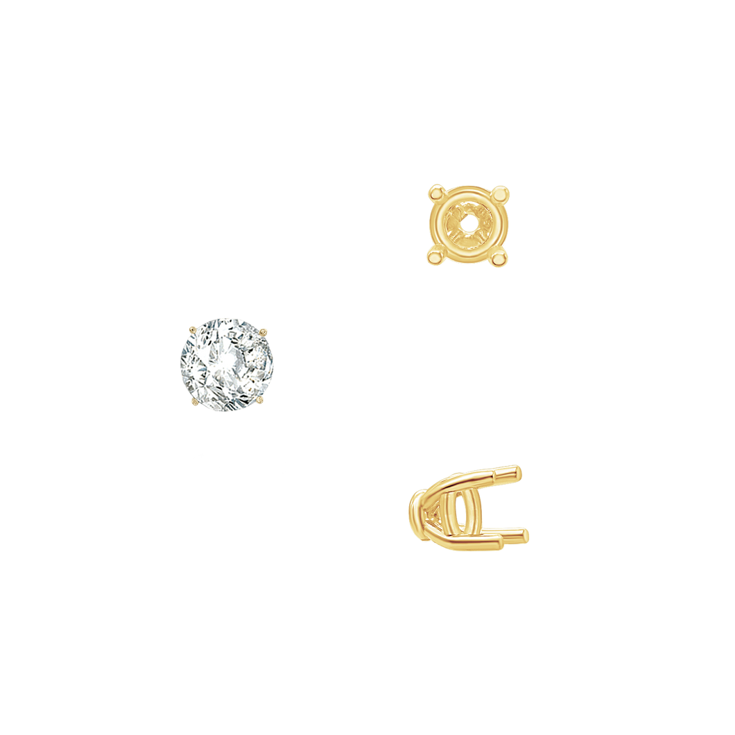 ITI NYC Four Prong Round Tapered Base Wire Basket Settings in 14K Gold (4.00 mm - 9.00 mm)