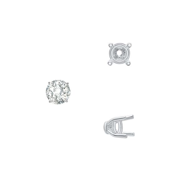 ITI NYC Four Prong Round Tapered Base Wire Basket Settings in Sterling Silver (4.00 mm - 9.00 mm)