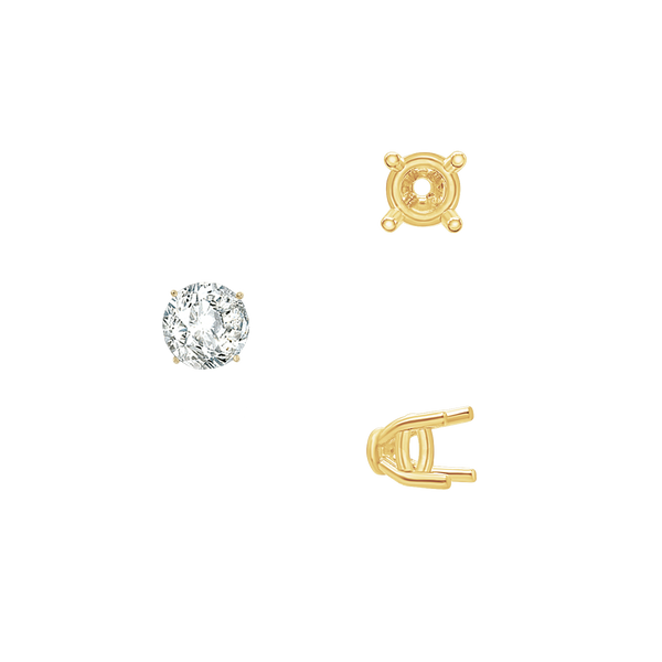 ITI NYC Four Prong Round Tapered Base Wire Basket Settings in 14K Gold (4.00 mm - 9.00 mm)