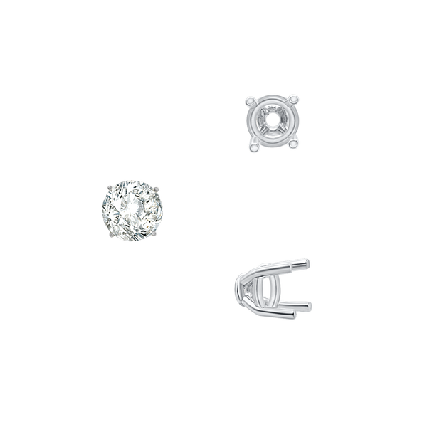 ITI NYC Four Prong Round Tapered Base Wire Basket Settings in Sterling Silver (4.00 mm - 9.00 mm)