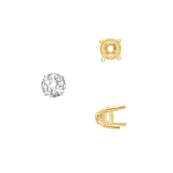 ITI NYC Four Prong Round Tapered Base Wire Basket Settings in 14K Gold (4.00 mm - 9.00 mm)