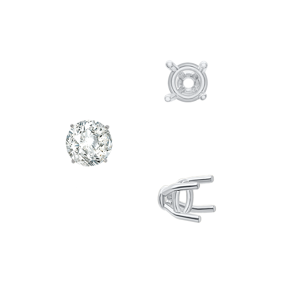 ITI NYC Four Prong Round Tapered Base Wire Basket Settings in Sterling Silver (4.00 mm - 9.00 mm)