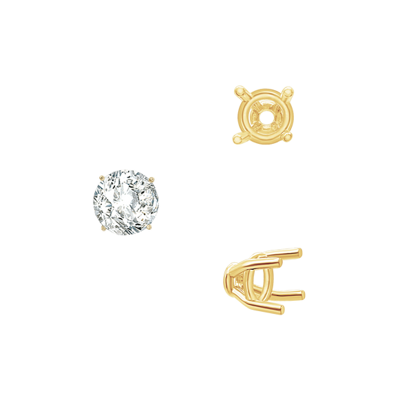 ITI NYC Four Prong Round Tapered Base Wire Basket Settings in 14K Gold (4.00 mm - 9.00 mm)