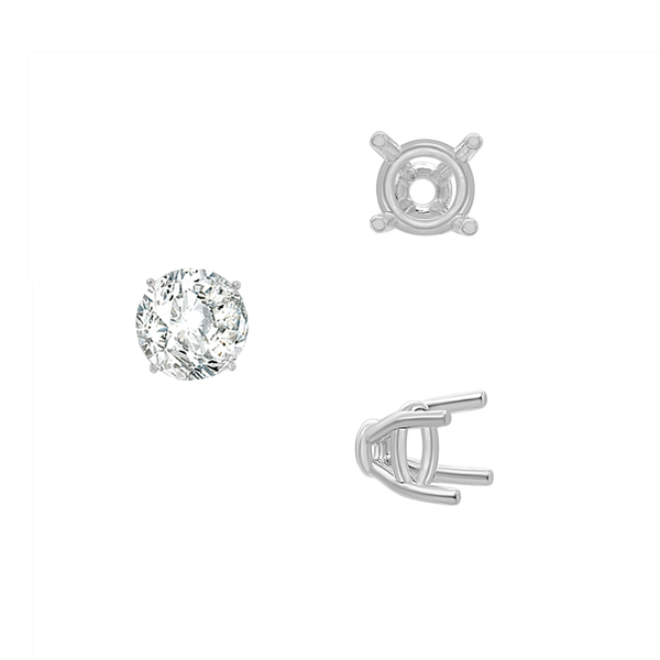 ITI NYC Four Prong Round Tapered Base Wire Basket Settings in Sterling Silver (4.00 mm - 9.00 mm)