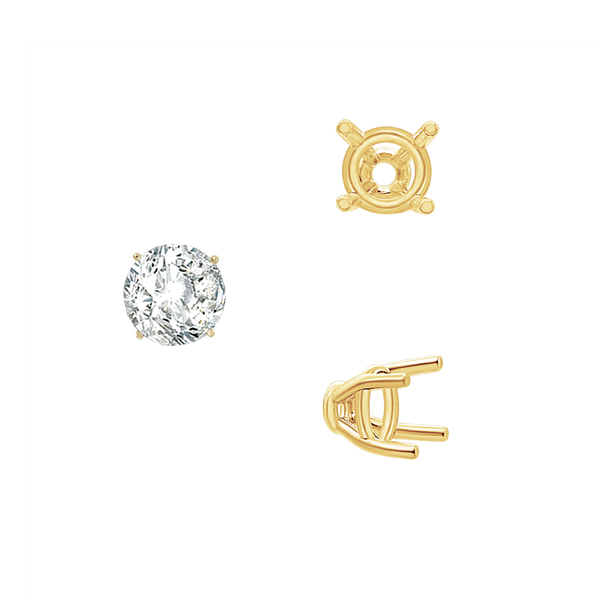 ITI NYC Four Prong Round Tapered Base Wire Basket Settings in 14K Gold (4.00 mm - 9.00 mm)