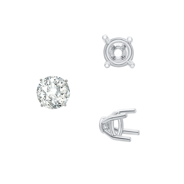 ITI NYC Four Prong Round Tapered Base Wire Basket Settings in Sterling Silver (4.00 mm - 9.00 mm)