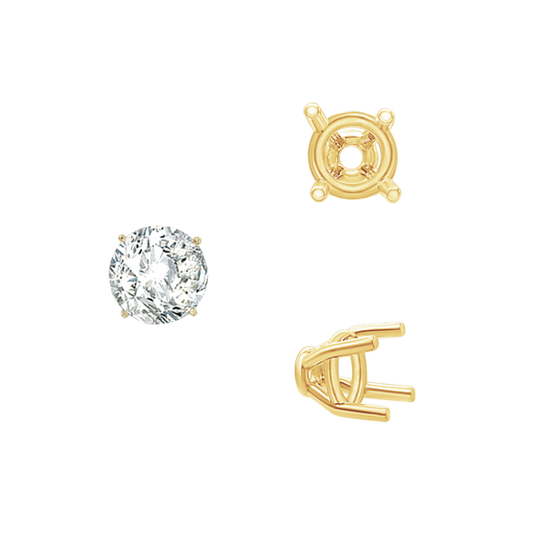 ITI NYC Four Prong Round Tapered Base Wire Basket Settings in 14K Gold (4.00 mm - 9.00 mm)
