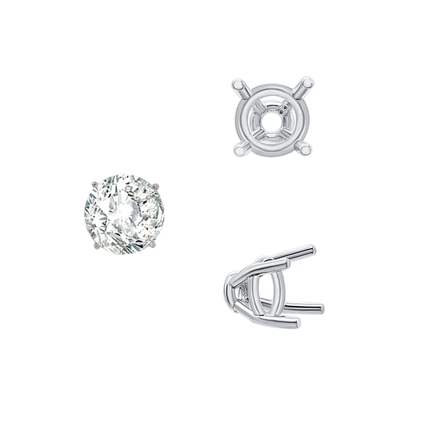 ITI NYC Four Prong Round Tapered Base Wire Basket Settings in Sterling Silver (4.00 mm - 9.00 mm)