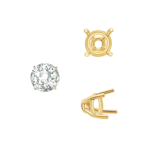 ITI NYC Four Prong Round Tapered Base Wire Basket Settings in 14K Gold (4.00 mm - 9.00 mm)