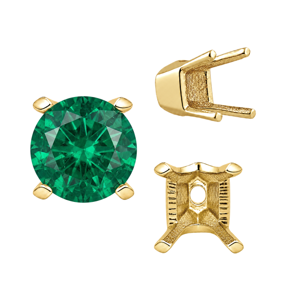 ITI NYC Four Prong Round V-Side Settings in 14K Gold (4.00 mm - 9.25 mm)