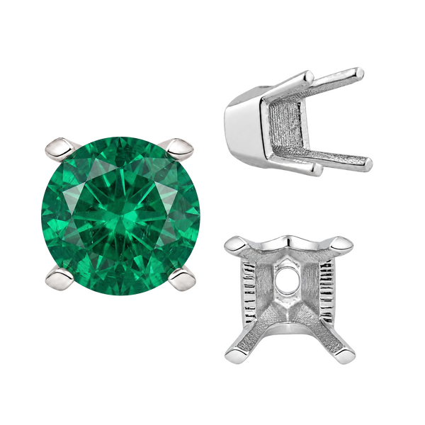 ITI NYC Four Prong Round V-Side Settings in Sterling Silver (4.00 mm - 9.25 mm)