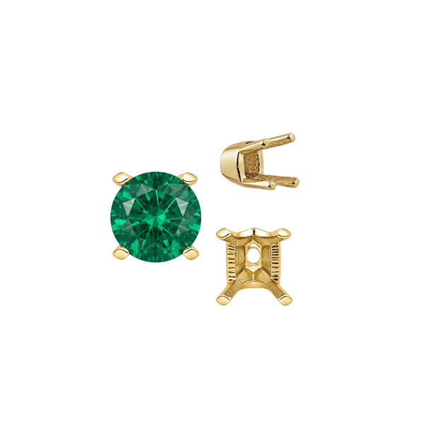 ITI NYC Four Prong Round V-Side Settings in 14K Gold (4.00 mm - 9.25 mm)