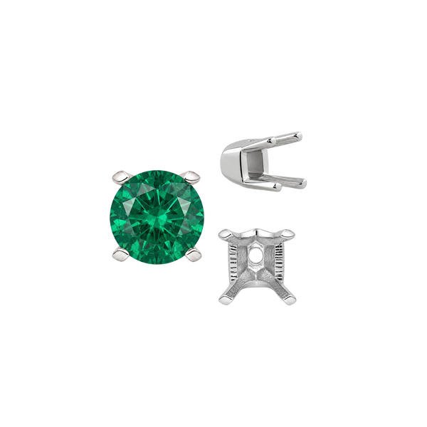 ITI NYC Four Prong Round V-Side Settings in Sterling Silver (4.00 mm - 9.25 mm)