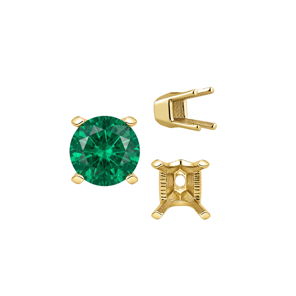 ITI NYC Four Prong Round V-Side Settings in 14K Gold (4.00 mm - 9.25 mm)