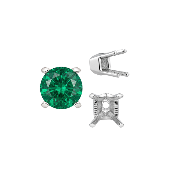 ITI NYC Four Prong Round V-Side Settings in Sterling Silver (4.00 mm - 9.25 mm)