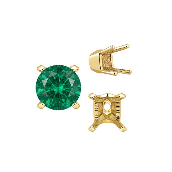 ITI NYC Four Prong Round V-Side Settings in 14K Gold (4.00 mm - 9.25 mm)