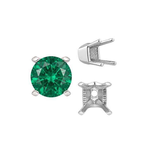ITI NYC Four Prong Round V-Side Settings in Sterling Silver (4.00 mm - 9.25 mm)