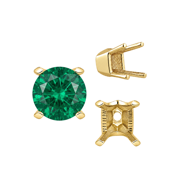 ITI NYC Four Prong Round V-Side Settings in 14K Gold (4.00 mm - 9.25 mm)