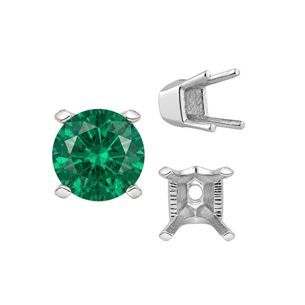 ITI NYC Four Prong Round V-Side Settings in Sterling Silver (4.00 mm - 9.25 mm)