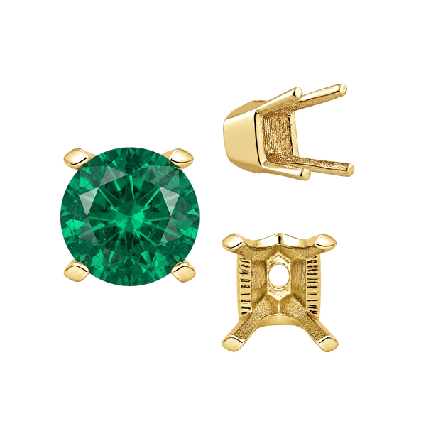 ITI NYC Four Prong Round V-Side Settings in 14K Gold (4.00 mm - 9.25 mm)