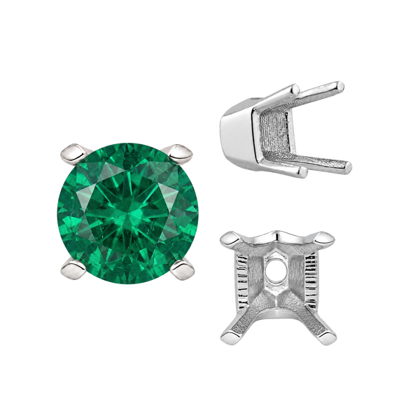 ITI NYC Four Prong Round V-Side Settings in Sterling Silver (4.00 mm - 9.25 mm)
