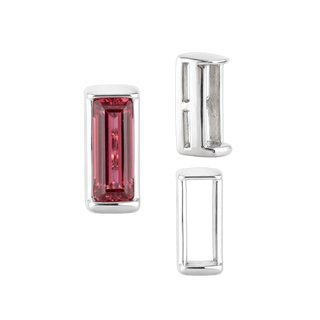 ITI NYC Straight Baguette Settings With Airline in Sterling Silver (1.75 x 1.50 mm - 8.00 x 3.75 mm)