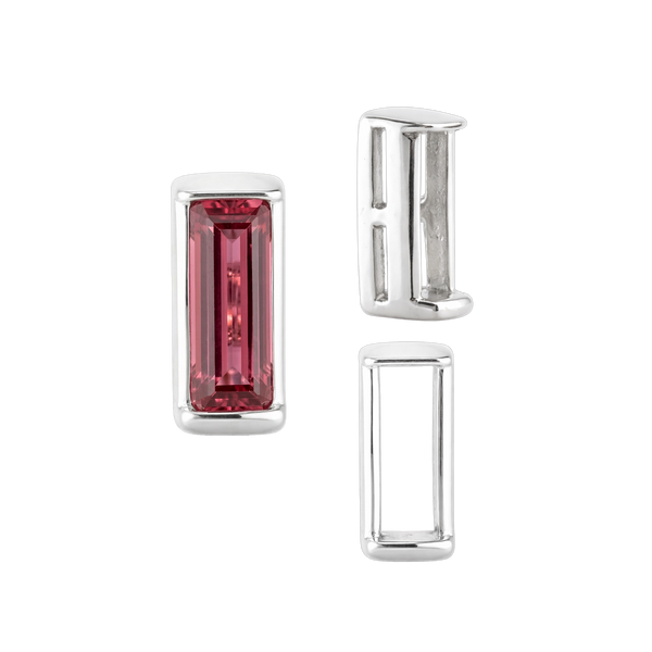 ITI NYC Straight Baguette Settings With Airline in Sterling Silver (1.75 x 1.50 mm - 8.00 x 3.75 mm)