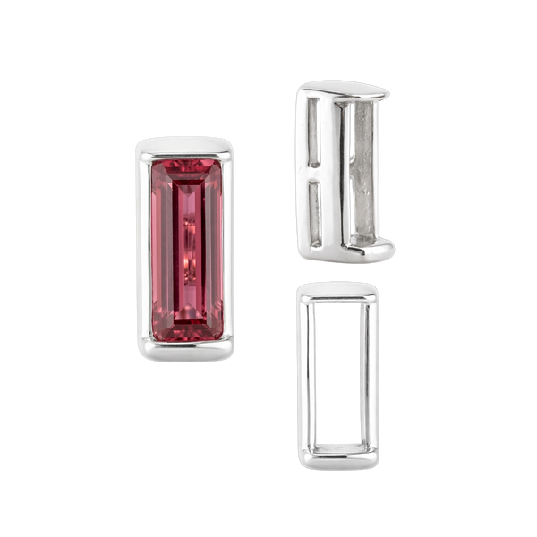 ITI NYC Straight Baguette Settings With Airline in Sterling Silver (1.75 x 1.50 mm - 8.75 x 3.75 mm)