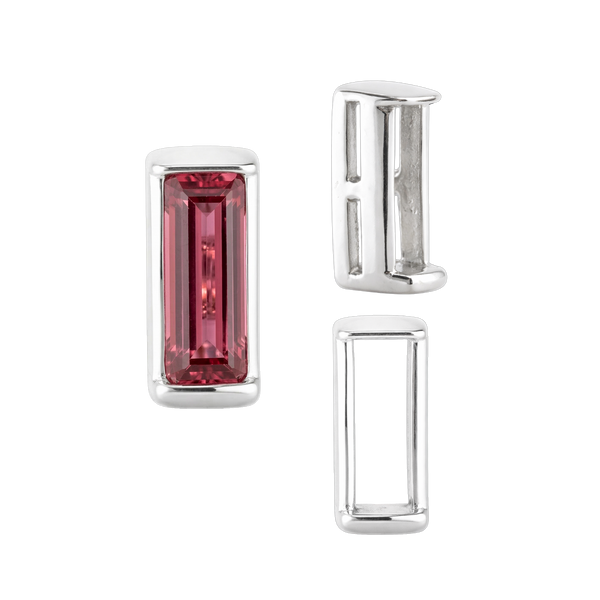 ITI NYC Straight Baguette Settings With Airline in Sterling Silver (1.75 x 1.50 mm - 8.75 x 3.75 mm)