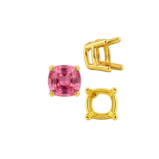 ITI NYC Four Prong Cushion Heavy Basket Settings in 14K Gold (4.00 x 4.00 mm - 10.00 x 10.00 mm)