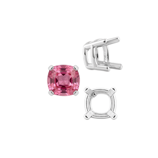 ITI NYC Four Prong Cushion Heavy Basket Settings in Sterling Silver (4.00 x 4.00 mm - 10.00 x 10.00 mm)