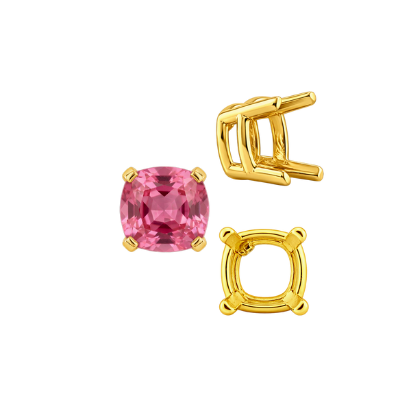 ITI NYC Four Prong Cushion Heavy Basket Settings in 14K Gold (4.00 x 4.00 mm - 10.00 x 10.00 mm)