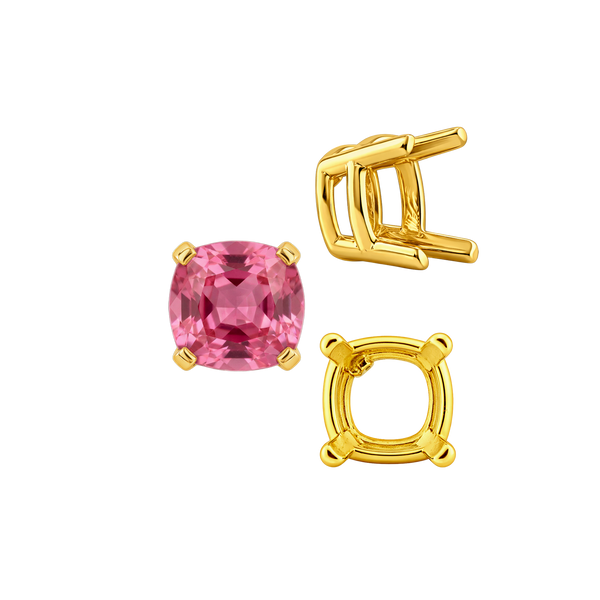 ITI NYC Four Prong Cushion Heavy Basket Settings in 14K Gold (4.00 x 4.00 mm - 10.00 x 10.00 mm)