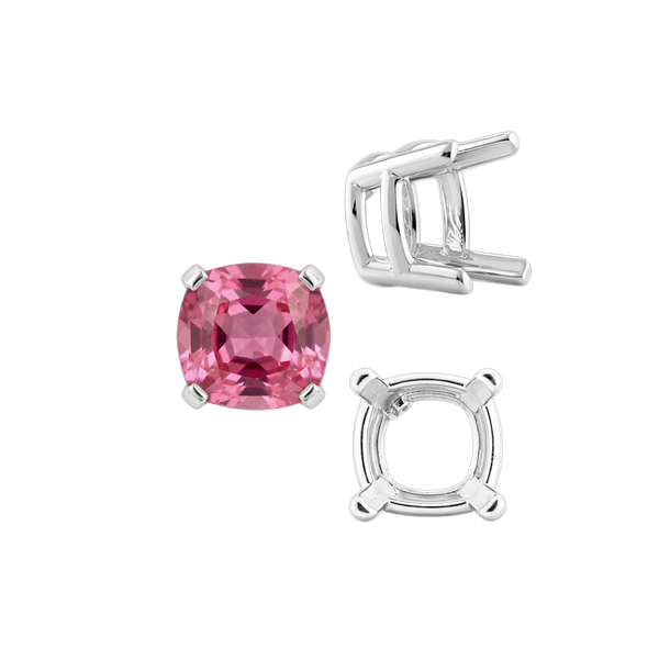 ITI NYC Four Prong Cushion Heavy Basket Settings in 14K Gold (4.00 x 4.00 mm - 10.00 x 10.00 mm)