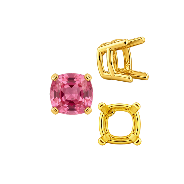 ITI NYC Four Prong Cushion Heavy Basket Settings in 14K Gold (4.00 x 4.00 mm - 10.00 x 10.00 mm)