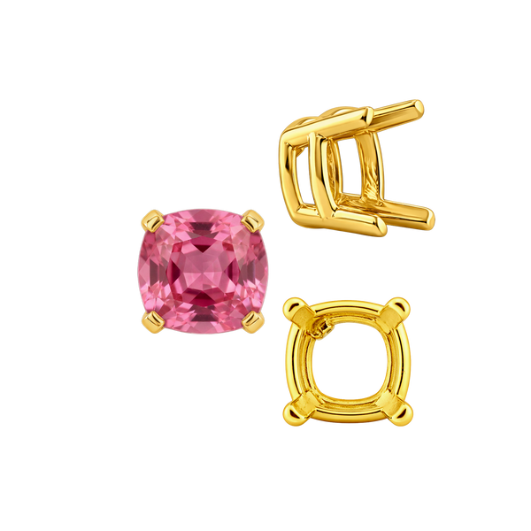 ITI NYC Four Prong Cushion Heavy Basket Settings in 14K Gold (4.00 x 4.00 mm - 10.00 x 10.00 mm)