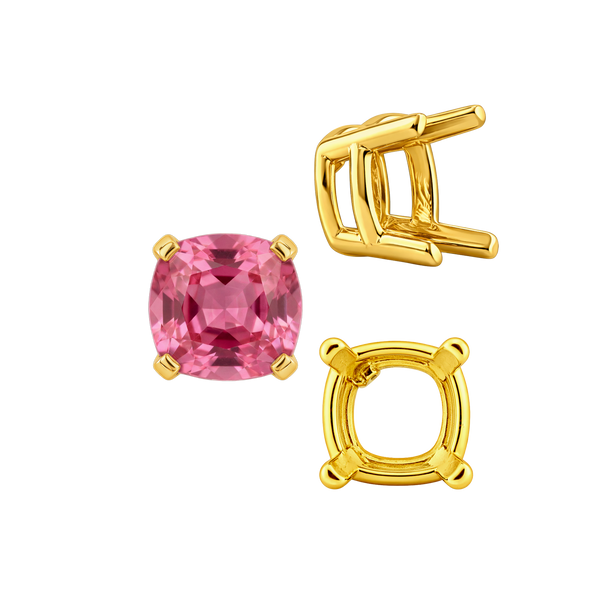 ITI NYC Four Prong Cushion Heavy Basket Settings in 14K Gold (4.00 x 4.00 mm - 10.00 x 10.00 mm)