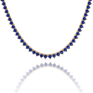 Tennis Necklace with Sapphire Stones (September Birthstones) in 18K Gold (1.75 mm - 4.0 mm)