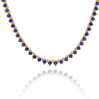 Tennis Necklace with Sapphire Stones (September Birthstones) in 14K Gold (1.75 mm - 4.0 mm)