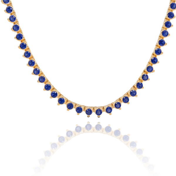 Tennis Necklace with Sapphire Stones (September Birthstones) in 14K Gold (1.75 mm - 4.0 mm)